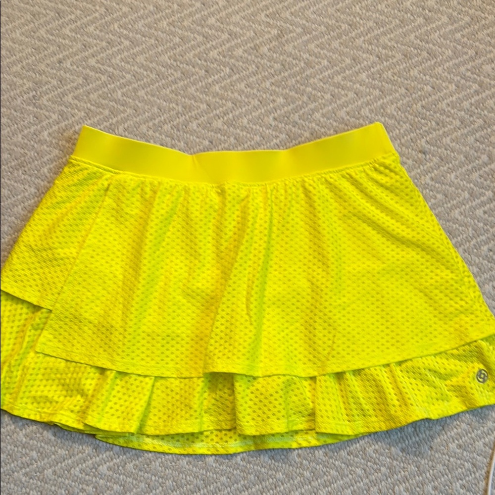 Lija Yellow Skater Skirt with Ruffled Tiered Design